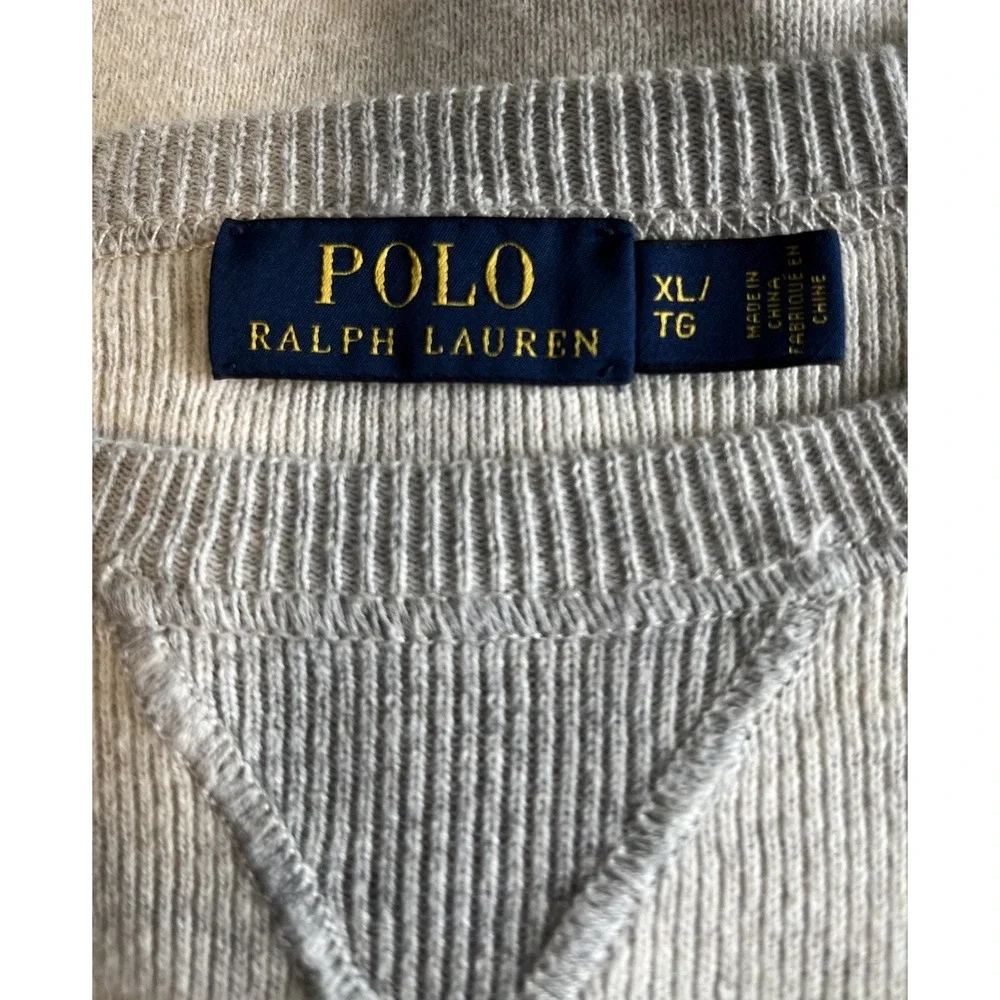 VTG POLO RALPH LAUREN Sz XL Men's Sweater Raglan Gray Beige Crew Neck Sweatshirt